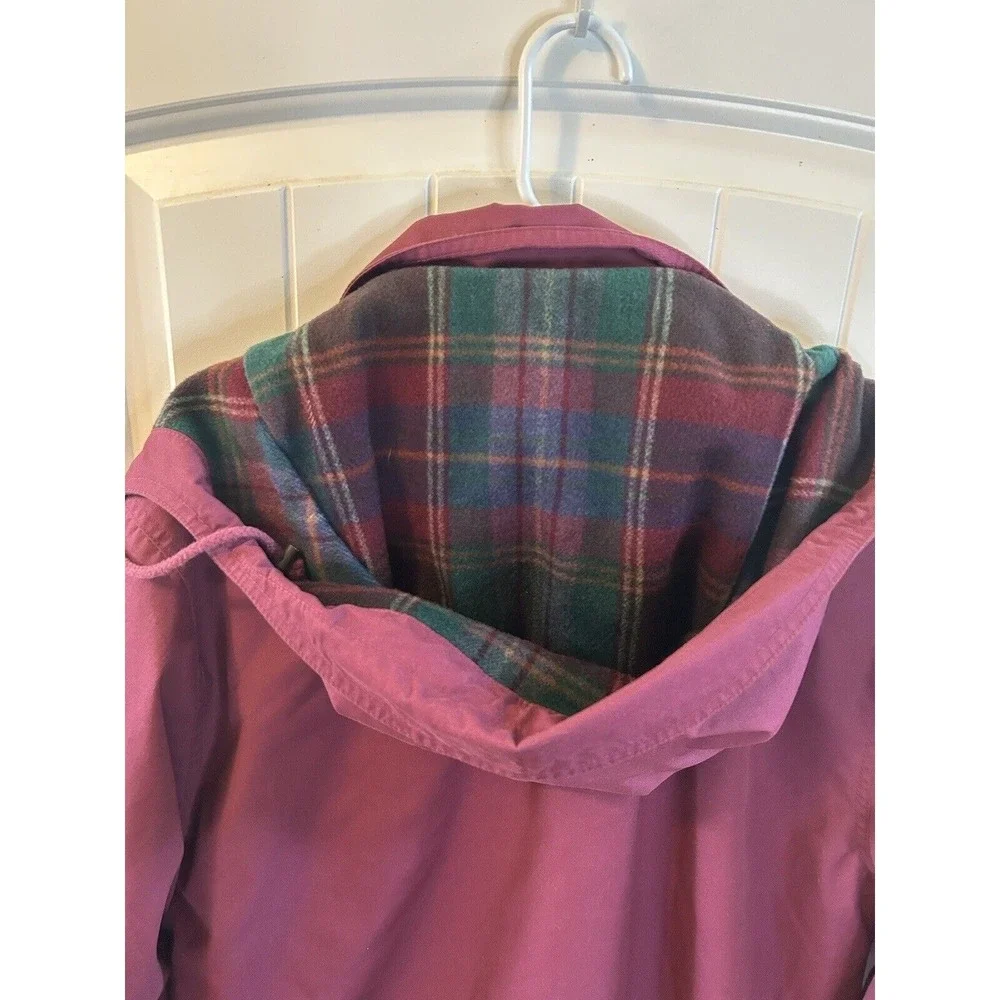 EDDIE BAUER WOMENS Purple Plum POLYESTER GORETEX ANORAK Plaid Lined JACKET SZ M